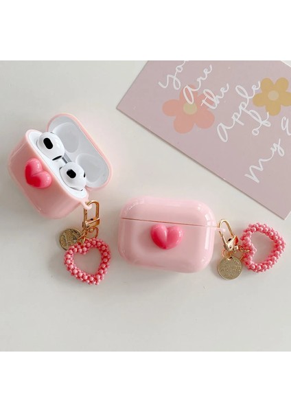 Air Pods Pro Uyumlu 3D Kalp Desenli Kılıf Koruma