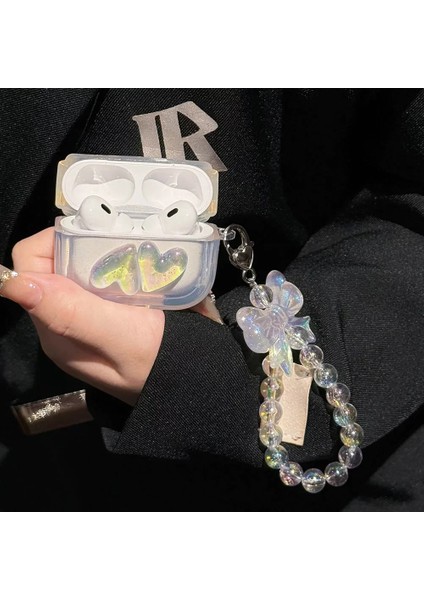 Air Pods Pro2 Uyumlu Hologram Kalp Desenli Kılıf Koruma