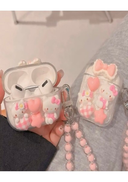 Air Pods 3.nesil Uyumlu 3D Hello Kity Figürlü Kılıf Koruma