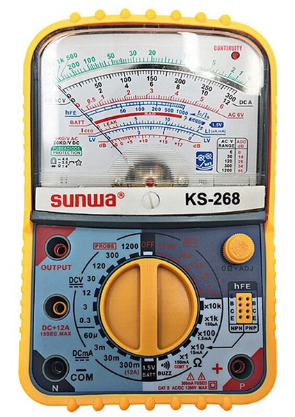 Powermaster Sunwa KS-268 Analog Multimetre Ölçü Aleti Kılıflı Dc Ac Voltaj Ölçüm Cihazı