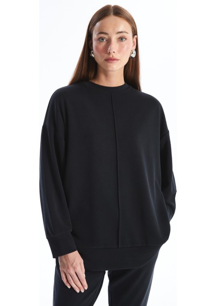 Aversa - Modal  Kumaş Oversize Uzun Kollu Sweatshirt - Antrasit