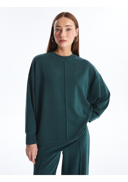 Aversa - Modal  Kumaş Oversize Uzun Kollu Sweatshirt - Yeşil