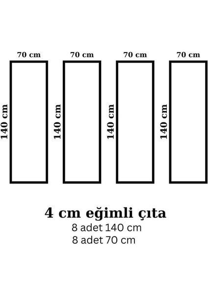 4 cm Eğimli Dekoratif Boyanabilir Duvar Çıtası Kesimli Hazır Paket