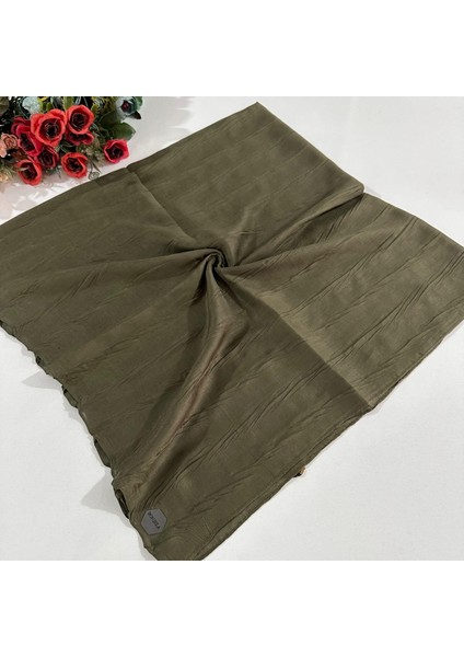 Pliseli Bambu Eşarp Kına Yeşili PBE0228