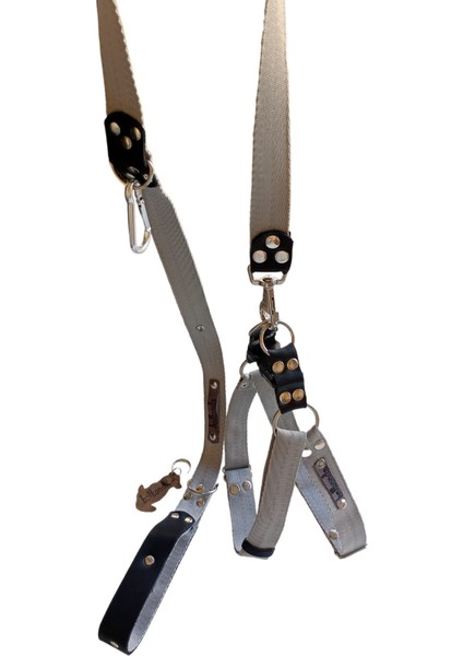 Köpek göğüs tasması gezdirme kayışlı takım kolon deri füme rengi genişlik:3cm göğüs ölçüsü:40-70cm ayarlamalı gezdirme kayışı:120cm dog harness TB5-8