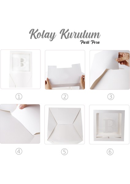 Ç Harfli Beyaz Şeffaf Balon Kutusu 25X25 cm modelleri