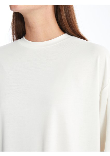 Pau - Modal Kumaş Düz Oversize Tshirt- Ekru fırsatları