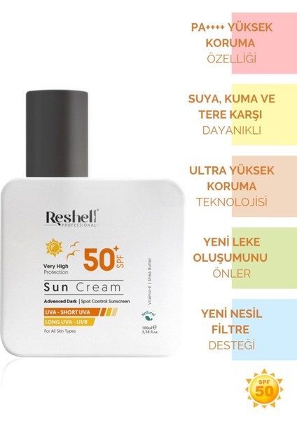 Reshell Spf 50 Yüz Güneş Kremi Yüksek Korumalı Uva-Uvb 100 ml