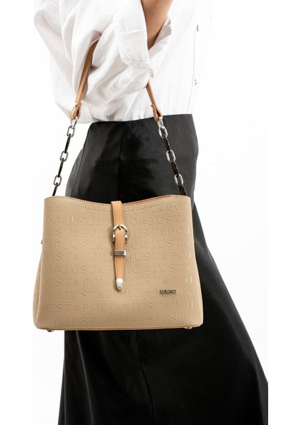 Kadın Vizon Ayarlanabilir Uzun Askılı 3 Bölmeli El ve Omuz Çantası TR1404