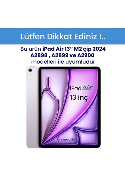 iPad Air 13 Inç M2 2024 Uyumlu Kılıf Standlı Kapaklı Kalem Bölmeli Silikon Kılıf