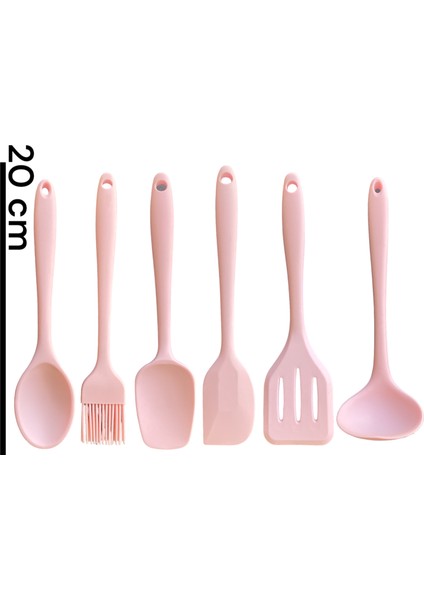 Isıya Dayanıklı 20 cm Mini Boy 6 Parça Silikon Kepçe Kaşık Seti