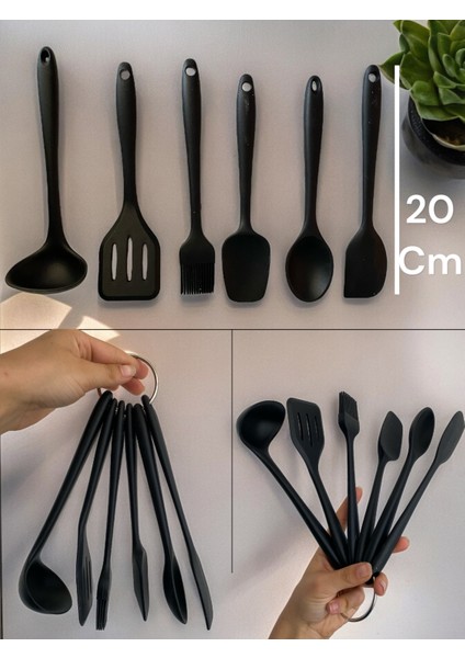 Isıya Dayanıklı 20 cm Mini Boy 6 Parça Silikon Kepçe Kaşık Seti