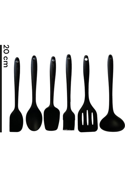 Isıya Dayanıklı 20 cm Mini Boy 6 Parça Silikon Kepçe Kaşık Seti