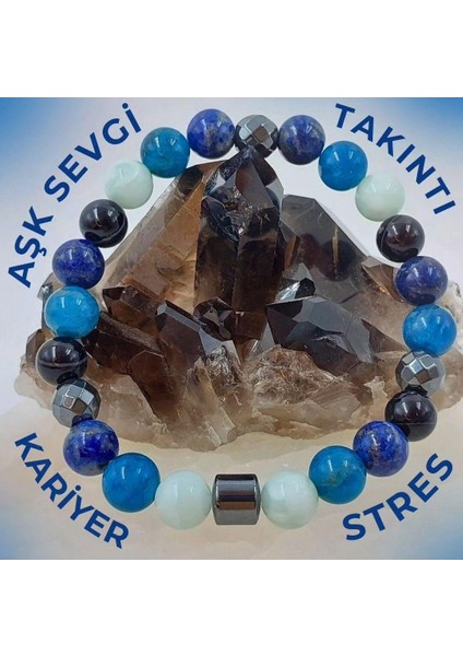 Gizemli Doğaltaş Bileklik Sosyallik Bipolar Okb Aşk Sevgi Larimar Akik Hematit Lapis Lazuli (8 Mm) fiyatları