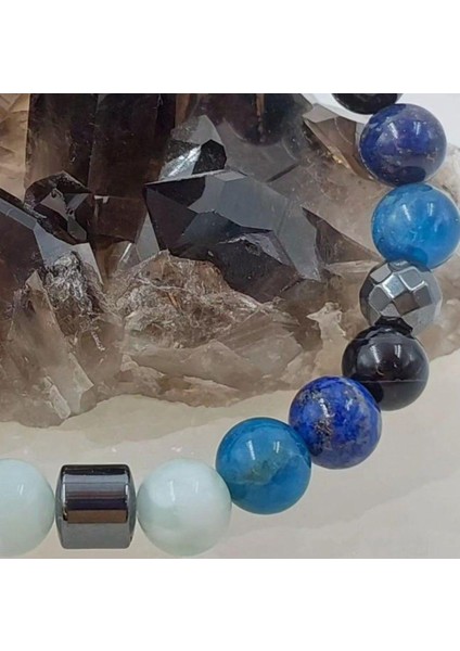 Gizemli Doğaltaş Bileklik Sosyallik Bipolar Okb Aşk Sevgi Larimar Akik Hematit Lapis Lazuli (8 Mm) modelleri
