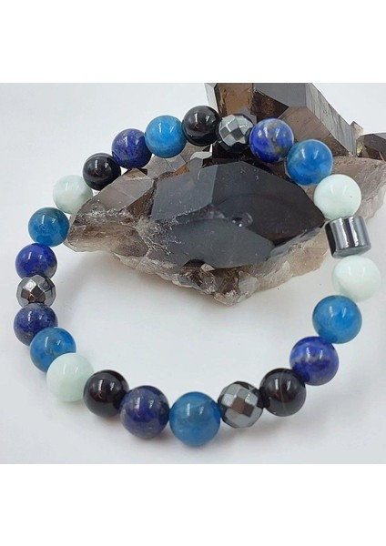 Gizemli Doğaltaş Bileklik Sosyallik Bipolar Okb Aşk Sevgi Larimar Akik Hematit Lapis Lazuli (8 Mm) fırsatları