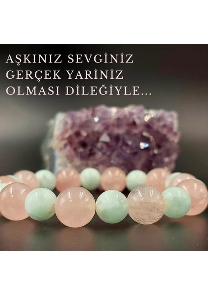 Pembe Kuvars 10 mm Larimar 8 Mmgizemli Doğaltaş Bileklik Aşk Ruh Eşi Sevgiyi Çekme Güzellik Bipolar Anksiyete Stres Sakinlik