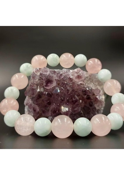 Pembe Kuvars 10 mm Larimar 8 Mmgizemli Doğaltaş Bileklik Aşk Ruh Eşi Sevgiyi Çekme Güzellik Bipolar Anksiyete Stres Sakinlik fiyatları