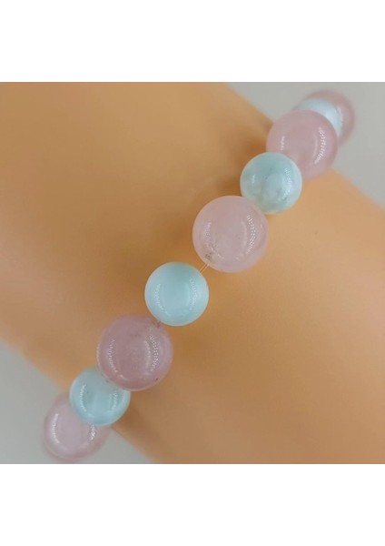 Pembe Kuvars 10 mm Larimar 8 Mmgizemli Doğaltaş Bileklik Aşk Ruh Eşi Sevgiyi Çekme Güzellik Bipolar Anksiyete Stres Sakinlik fırsatları