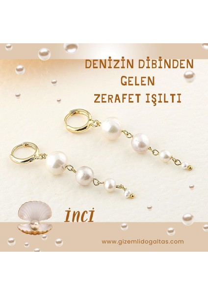 Inci Küpe (Altin Kaplama) Güzellik Zerafet Aşk Sevgi Mutlu Yuva