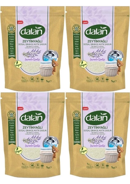 Doğal Granül Sabun Tozu 1kg Doğal Bebekler Için Lavanta Esintisi (4 Lü Set)