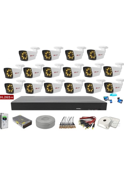 16'lı 5mp Sony LENSLİ+H265 Kayıt Cihazı Full Paket