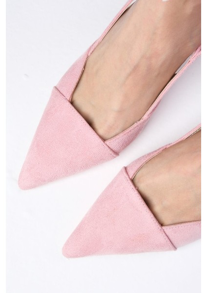 Megan Pudra Renk Sivri Burunlu Arkası Açık Kalın Topuklu Ayakkabı fiyatları