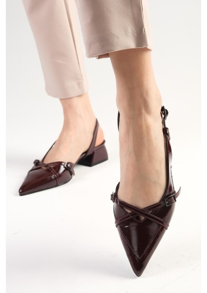 Mystic Rugan Bordo Renk Arkası Açık Kadın Kısa Topuklu Ayakkabı
