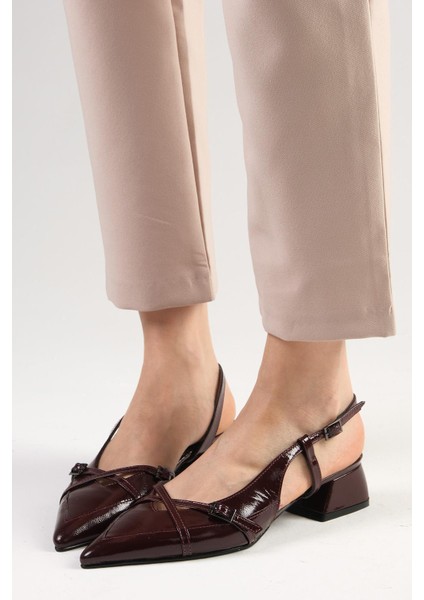 Mystic Rugan Bordo Renk Arkası Açık Kadın Kısa Topuklu Ayakkabı fırsatları