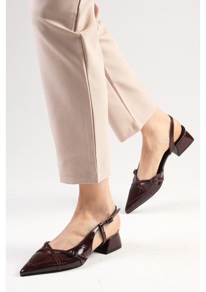 Mystic Rugan Bordo Renk Arkası Açık Kadın Kısa Topuklu Ayakkabı indirimleri
