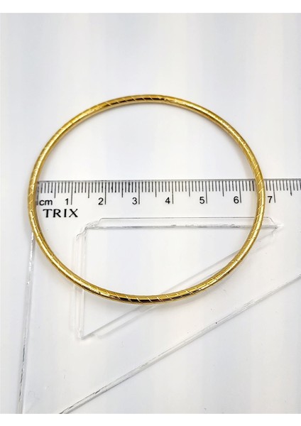 6,5 cm Orta Boy Çapraz Desenli No:2 3'lü Gold Bilezik