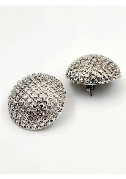 Zirkon Işlemeli Silver Düğme Küpe fırsatları
