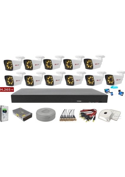 11'li 5mp Sony LENSLİ+H265 Kayıt Cihazı Full Paket