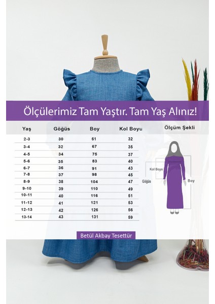 Kız Çocuk Tesettür Elbise Asude Model Mavi fiyatları