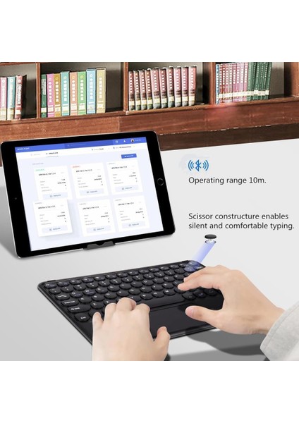 Vorcom Sx Pro 10.1" Uyumlu Kablosuz Bluetooth Şarjlı Touchpad'li Q Klavye - Siyah
