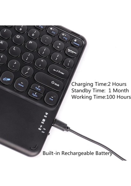 Vorcom Sx Pro 10.1" Uyumlu Kablosuz Bluetooth Şarjlı Touchpad'li Q Klavye - Siyah
