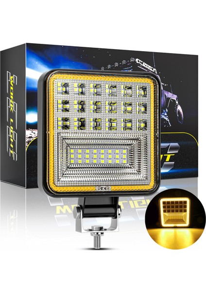 Off Road 12-24 Volt Kare Sis Farı Drl 4 Inç 126 W Oto Çalışma Lambası