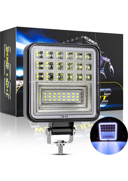 Off Road 12-24 Volt Kare Sis Farı Drl 4 Inç 126 W Oto Çalışma Lambası