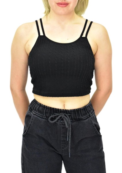 Kadın Ip Askılı Pedli Crop 8136 BGL-ST03783