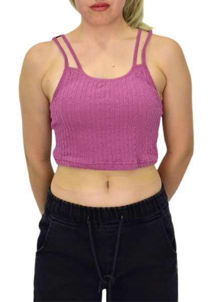 Kadın Ip Askılı Pedli Crop 8136 BGL-ST03783