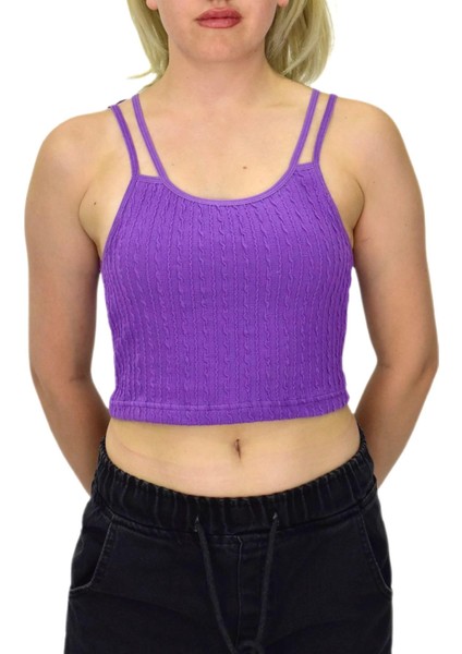 Kadın Ip Askılı Pedli Crop 8136 BGL-ST03783