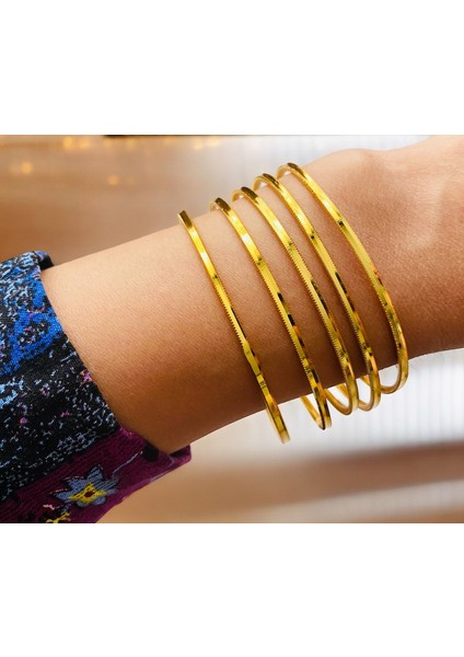 5 Li Ajda Bilezik Altın Kaplama Paslanmaz Kararmaz Kadın Bileklik Garantili 5 Adet