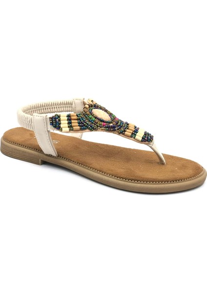 Feles Taş Detaylı Parmak Arası Kadın Sandalet