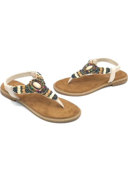 Feles Taş Detaylı Parmak Arası Kadın Sandalet fiyatları
