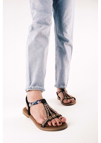 Feles Düz Taban Fular Detaylı Kadın Sandalet fiyatları