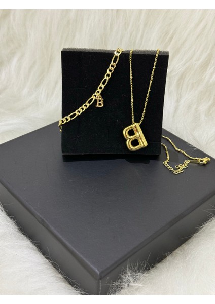 Kararmaz Çelikli 1 Harfli Bileklik Sevgili , Çift , Arkadaş , Bilekliği+ Balon Kolye