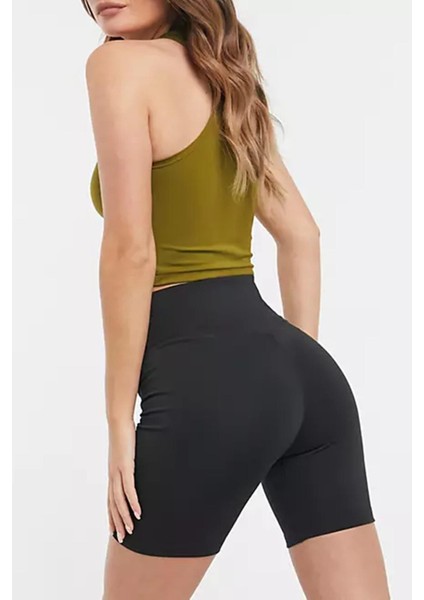 One High Rise 7 Inch Tight Shorts Yüksek Belli 2 Cepli Kadın Biker Tayt Şort Siyah fiyatları