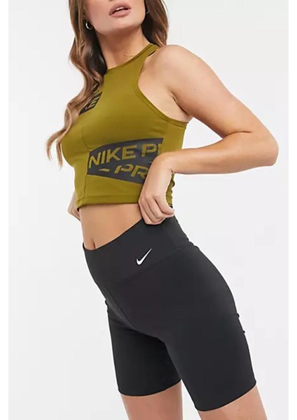 One High Rise 7 Inch Tight Shorts Yüksek Belli 2 Cepli Kadın Biker Tayt Şort Siyah fırsatları