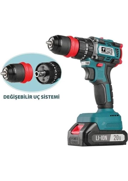 Cat Power 1350 Akülü Vidalama Makinesi 20 V 2,0 Ah