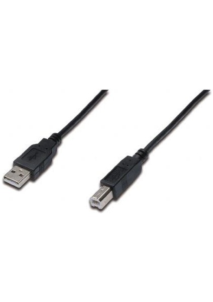 AK-300102-030-S USB 2.0 Bağlantı Kablosu, USB A Erkek - USB B Erkek, 3 Metre, Awg 28, Ul, Siyah Renk